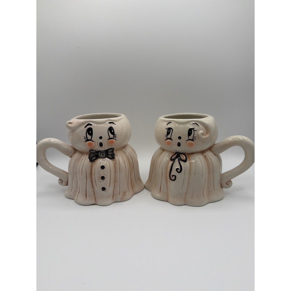 Johanna Parker Transpac Halloween Ghost Mug Set of 2 Kooky Spooky Ceramic Mugs